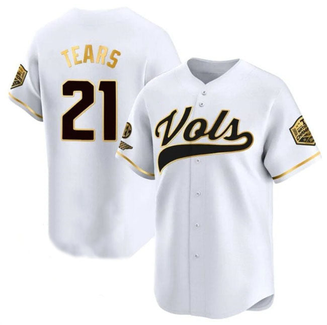 T.Volunteers #21 Kavares Tears White Gold 2024 Champions Vapor Limited Stitched American College Jersey