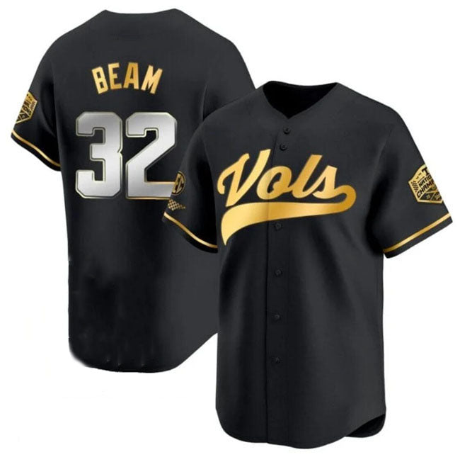 T.Volunteers #32 Drew Beam Black Gold 2024 Champions Vapor Limited Stitched American College Jersey