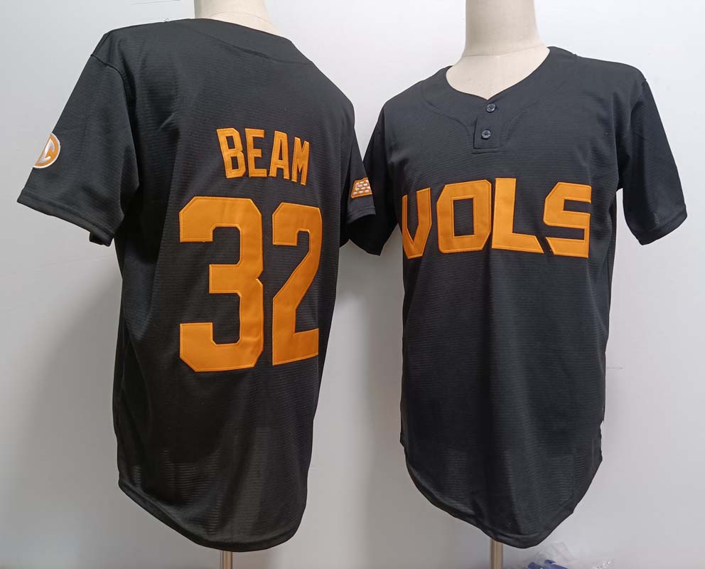 T.Volunteers #32 Drew Beam Black Pullover Cooperstown Stitched American College Jersey