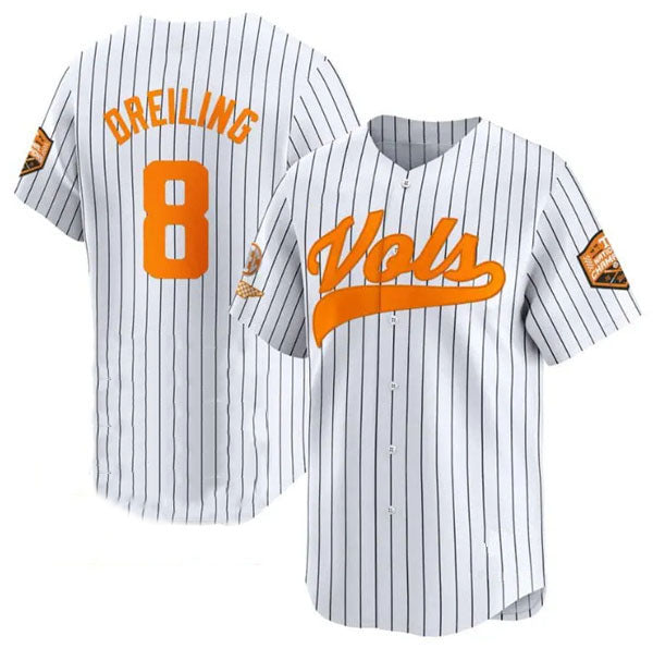 T.Volunteers #8 Dylan Dreiling Pinstripe 2024 Champions Vapor Limited Stitched American College Jersey