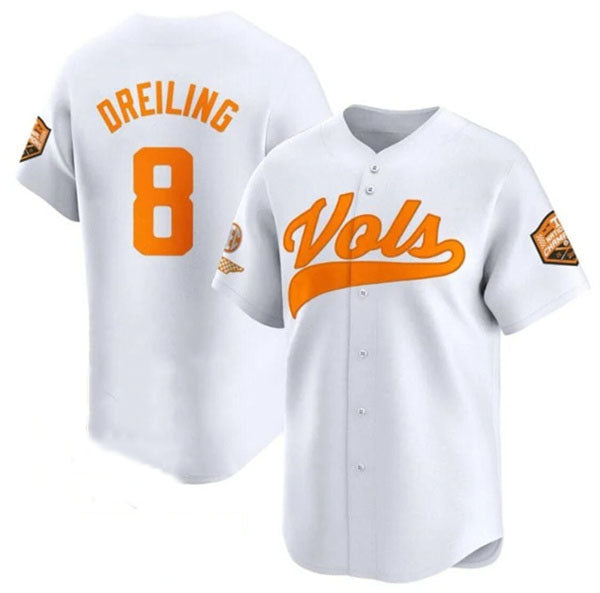 T.Volunteers #8 Dylan Dreiling White 2024 Champions Vapor Limited Stitched American College Jersey