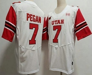 U.Utes #7 Braden Pegan White Stitched American College Jersey