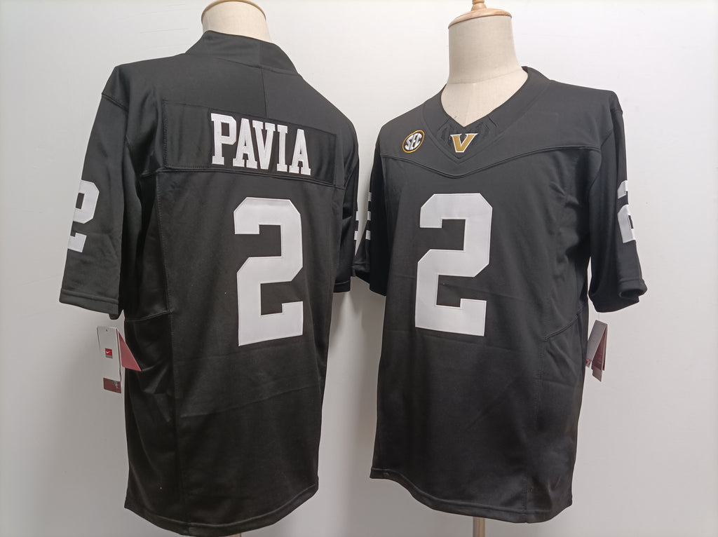 V.Commodores #2 Diego Pavia Black F.U.S.E. Stitched American College Jersey