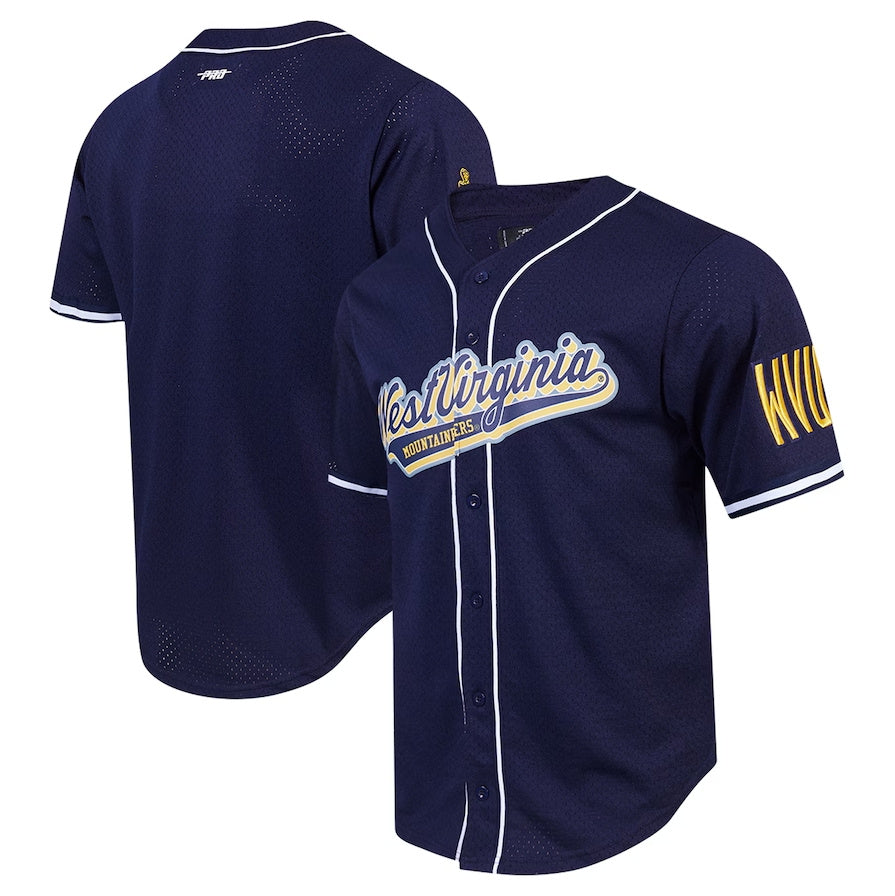 W.Virginia Mountaineers Pro Standard Mesh Full-Button Replica Navy Stitched American College Jersey