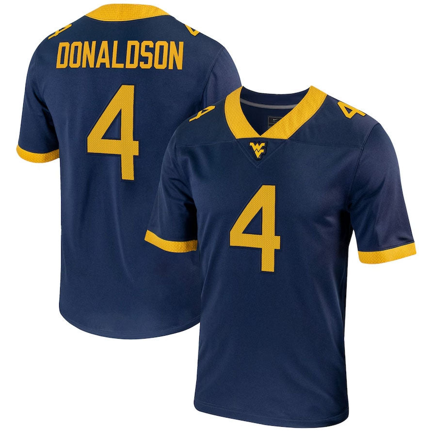 W.Virginia Mountaineers #4 CJ Donaldson NIL Game Navy Stitched American College Jersey